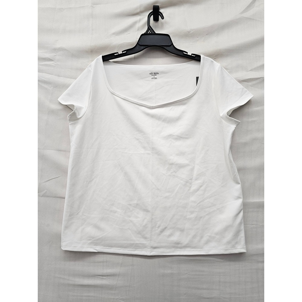 Wild Fable Womens Sweetheart Neck T-Shirt White Polyester Blend Casual Size 3X